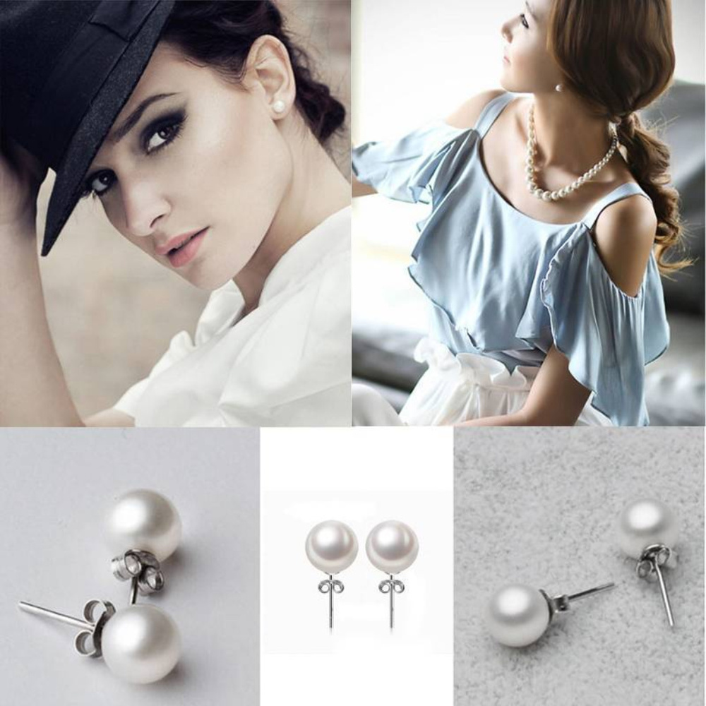 💓 8mm Silverplated Pearl Studs 💓